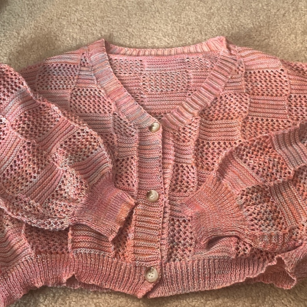 Gorgeous open weave lightweight cropped sweater for Summer size Large NWOT - Picture 2 of 5